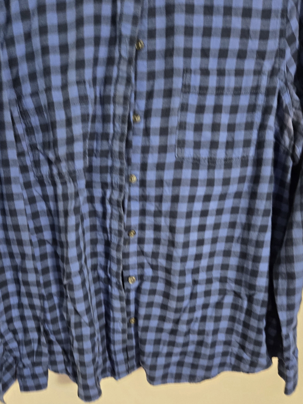 Old Navy Blue and Black Plaid Button-Up Shirt